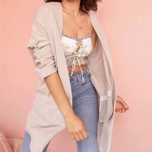 Donni Sandwash Gray Striped Cardigan Topper One Size